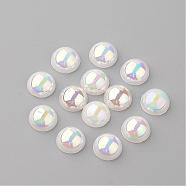 Acrylic Cabochons, AB Color Plated, Half Round, White, 6x3mm(MACR-Q171-6mm-06)