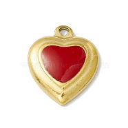 304 Stainless Steel Pendants, with Enamel, Heart, Red, 18x15x3.5mm, Hole: 1.4mm(STAS-H171-01D)