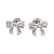 304 Stainless Steel Stud Earrings, Bowknot, Stainless Steel Color, 9x12mm(EJEW-H115-10P)