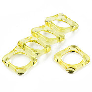 Transparent Acrylic Finger Rings, Square, Yellow, US Size 7 1/2(17.7mm)(RJEW-T010-03H)