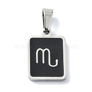 304 Stainless Steel Pendants, with Enamel, Stainless Steel Color, Rectangle with Constellation Charms, Scorpio, 16x11x1.5mm, Hole: 5.5x3mm(STAS-C097-56P-11)