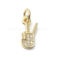 Brass Micro Pave Cubic Zirconia Pendants, with Jump Ring, Real 18K Gold Plated, Guitar Charm, Clear, 12.5x6.5x2mm, Hole: 3mm(KK-H475-20G-02)