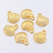 Tibetan Style Alloy Pendants, Lead Free and Cadmium Free, Shell, Golden, 11.8mm wide, 14mm long, 2.8mm thick, hole: 2mm(X-K08UU011)