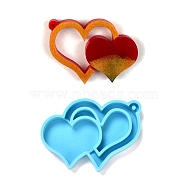 Valentine's Day Theme DIY Pendant Silicone Molds, Resin Casting Molds, For UV Resin, Epoxy Resin Jewelry Making, Heart, Deep Sky Blue, 70x49x8mm, Hole: 3mm(DIY-C009-03J)