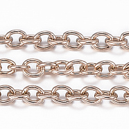 3.28 Feet Ion Plating(IP) 304 Stainless Steel Cable Chains, Soldered, Oval, Rose Gold, 2x1.5x0.4mm(X-CHS-H009-25RG)