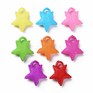 Opaque Acrylic Pendants, Star, Mixed Color, 17x15x4.5mm, Hole: 3mm, about 1250pcs/500g(MACR-N013-054)