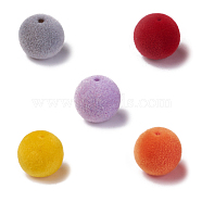 Flocky Acrylic Beads, Round, Mixed Color, 16mm, Hole: 1.8mm(OACR-L011-E-M)