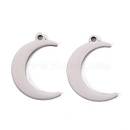 201 Stainless Steel Pendants, Laser Cut, Moon, Stainless Steel Color, 31x21x1.2mm, Hole: 2mm(STAS-Q239-012)