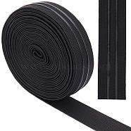 Flat Polyester Non-Slipped Elastic Cord, Silicone Gripper Elastic Band, Clothes Accessories, Black, 25mm(OCOR-GF0003-16B-01)