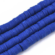 Handmade Polymer Clay Beads Strands, for DIY Jewelry Crafts Supplies, Heishi Beads, Disc/Flat Round, Medium Blue, 8x0.5~1mm, Hole: 2mm, about 350~387pcs/strand, 15.75 inch~16.14 inch(40~41cm)(CLAY-R089-8mm-007)
