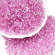 6/0 Baking Paint Transparent Glass Seed Beads, Silver Lined, Teardrop, Pearl Pink, 4~5x4~4.5x3~4mm, Hole: 1~1.2mm, about 4500pcs/pound(SEED-N006-06G)