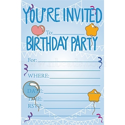 Invitation Cards, for Birthday Wedding Party, Rectangle with Balloons Pattern and Word You're Invited Birthday Party, Light Sky Blue, 15.2x10.1cm(DIY-WH0208-001)