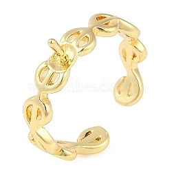 Brass Cuff Finger Ring Settings, for Half Drilled Beads, Real 18K Gold Plated, 4mm, Adjustable, Pin: 1mm(KK-L219-15A-G)