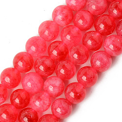 Natural Quartz Beads Strands, Dyed & Heated, Imitation Rhodochrosite, Round, Crimson, 6~6.5mm, Hole: 1mm, about 62pcs/strand, 15.16 inch(38.5cm)(X-G-R479-6mm-10)