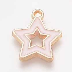 Alloy Enamel Pendants, Star, Misty Rose, 16x14x1mm, Hole: 1.5mm(ENAM-Q425-24)