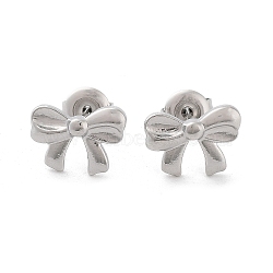 Non-Tarnish 304 Stainless Steel Stud Earrings, Bowknot, Stainless Steel Color, 9x12mm(EJEW-H115-10P)