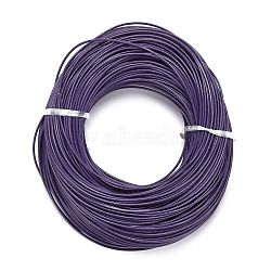 Cowhide Leather Cord, Leather Jewelry Cord, Jewelry DIY Making Material, Round, Dyed, Purple, 2mm(LC2MM006-12)