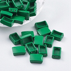 Spray Painted Alloy Multi-Strand Links, For Tile Elastic Bracelets Making, Rectangle, Green, 11.3x8x4mm, Hole: 0.8mm(PALLOY-G268-B-035)