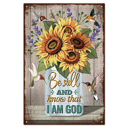 Vintage Metal Tin Sign, Iron Wall Decor for Bars, Restaurants, Cafe Pubs, Rectangle, Sunflower, 300x200x0.5mm(AJEW-WH0189-326)