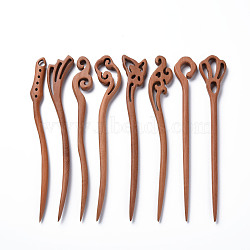 Wood Hair Sticks, Coconut Brown, 180x11~30x7~8mm(OHAR-N006-001)