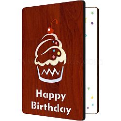 MDF Greeting Card & Paper Envelope with Bowknot, Rectangle with Hollow Pattern, Birthday Themed Pattern, 150~173x110~124x7mm, 2pcs/set(AJEW-WH0203-008)