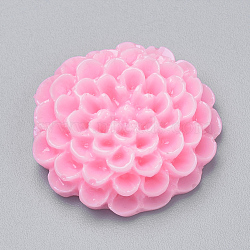 Resin Cabochons, Dahlia Flower, Pink, 19~20x6~7mm(CRES-Q197-22G)