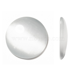 Cat Eye Glass Cabochons, Half Round/Dome, White, about 25mm in diameter, 5mm thick(X-CE074-25-1)