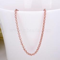 Rose Gold Plated Tin Alloy Rolo Chain Necklaces, with Lobster Claw Clasps, 18 inch, Link: 2x0.4mm(NJEW-BB10184-18RG)