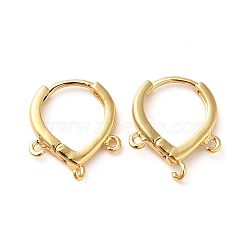 Brass Hoop Earring Findings, with Loops, Teardrop, Real 18K Gold Plated, 18x15x2.5mm, Hole: 1.2mm, Pin: 1mm(ZIRC-Q201-11G)
