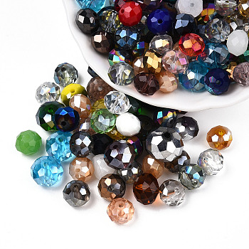 Glass Beads Strands, Mixed Style, Faceted, Abacus & Round, Mixed Color, 8~16x7.5~12mm, Hole: 1.5~2mm, about 350~375pcs/500g, about 500g/bag