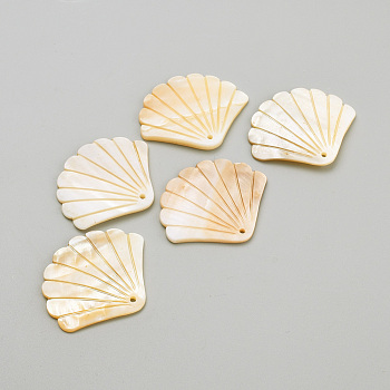 Freshwater Shell Pendants, Shell, Wheat, 41~45x49~50x2~4mm, Hole: 2mm