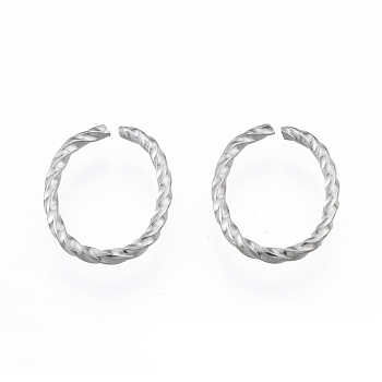 304 Stainless Steel Jump Rings, Open Jump Rings, Twisted, Oval, Stainless Steel Color, 12x10x1mm, 18 Gauge, Inner Diameter: 7.5x10mm