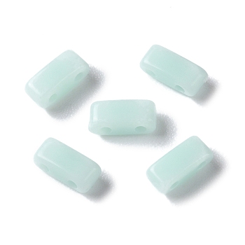 Opaque Acrylic Slide Charms, Rectangle, Pale Turquoise, 2.3x5.2x2mm, Hole: 0.8mm
