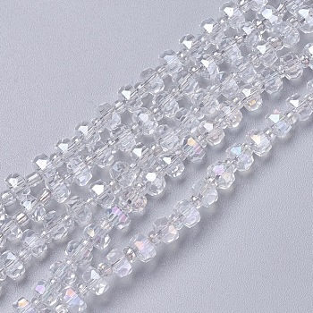 Electroplate Glass Beads Strands, Faceted, Rondelle, AB Color Plated, 4~4.5x3mm, Hole: 0.7mm, about 25.7 inch(65.5cm)