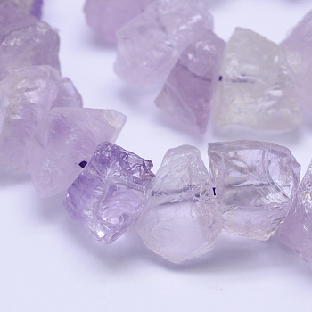 Raw Rough Natural Amethyst Bead Strands, Nugget, 11~18x11~19mm, Hole: 1mm, 15.7 inch