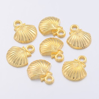 Tibetan Style Alloy Pendants, Lead Free and Cadmium Free, Shell, Golden, 11.8mm wide, 14mm long, 2.8mm thick, hole: 2mm