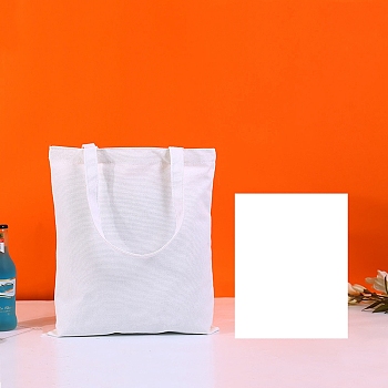 Cotton Cloth Blank Canvas Bag, Vertical Tote Bag for DIY Craft, Ghost White, 40x35cm