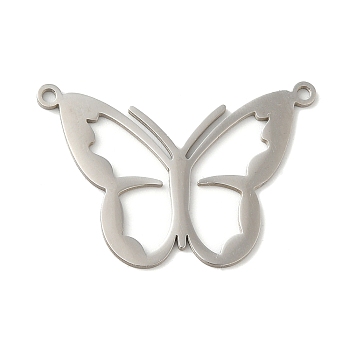 201 Stainless Steel Pendants, Butterfly, Stainless Steel Color, 20.5x30x1mm, Hole: 1.4mm