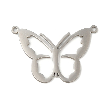 Non-Tarnish 201 Stainless Steel Pendants, Butterfly, Stainless Steel Color, 20.5x30x1mm, Hole: 1.4mm