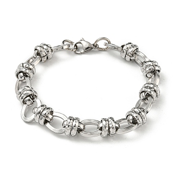 Handmade 201 Stainless Steel Link Bracelets, Stainless Steel Color, 8-5/8 inch(22cm)