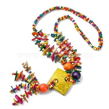 Colorful Rhombus Wood Necklaces