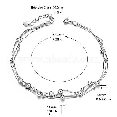 Shegrace 925 Fußkettchen aus Sterlingsilber mit dreischichtiger Kette und Perlen(JA69A)-2