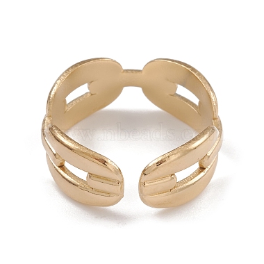 Ion Plating(IP) 304 Stainless Steel Hollow Out Oval Cuff Rings for Women(RJEW-G285-60G)-3