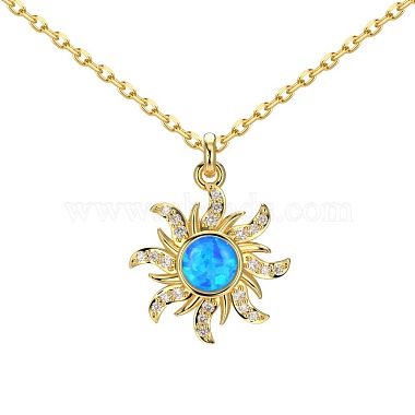 Deep Sky Blue Sun Sterling Silver Necklaces