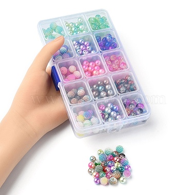 385Pcs 15 Style ABS Plastic Imitation Pearl & Transparent Crackle Acrylic Beads(OACR-YW0001-46)-3