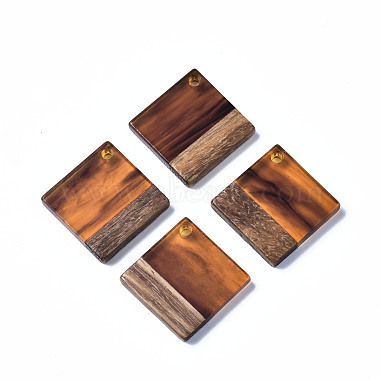 Sienna Rhombus Resin+Wood Pendants