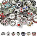 40Pcs 8 Styles Alloy Rhinestone European Beads, Large Hole Beads, Mixed Color, 9.5~15x4.5~11mm, Hole: 5mm, 5pcs/style(MPDL-YW0001-04)