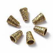 Tibetan Style Bead Cone, Antique Golden Color, Lead Free & Nickel Free & Cadmium Free, Cone, Size: about 7mm wide, 10mm long, hole: 2mm, Inner Diameter: 5mm(X-GLF0806Y-NF)