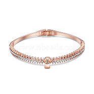 SHEGRACE Stylish Real Rose Gold Plated Bangle, with Micro Pave AAA Cubic Zirconia Zipper, 190x5mm(JB249A)
