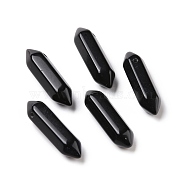Natural Obsidian Double Terminal Pointed Pendants, Faceted Bullet Charm, 30~35x8~9x8~9mm, Hole: 1.4mm(G-C007-02B-07)